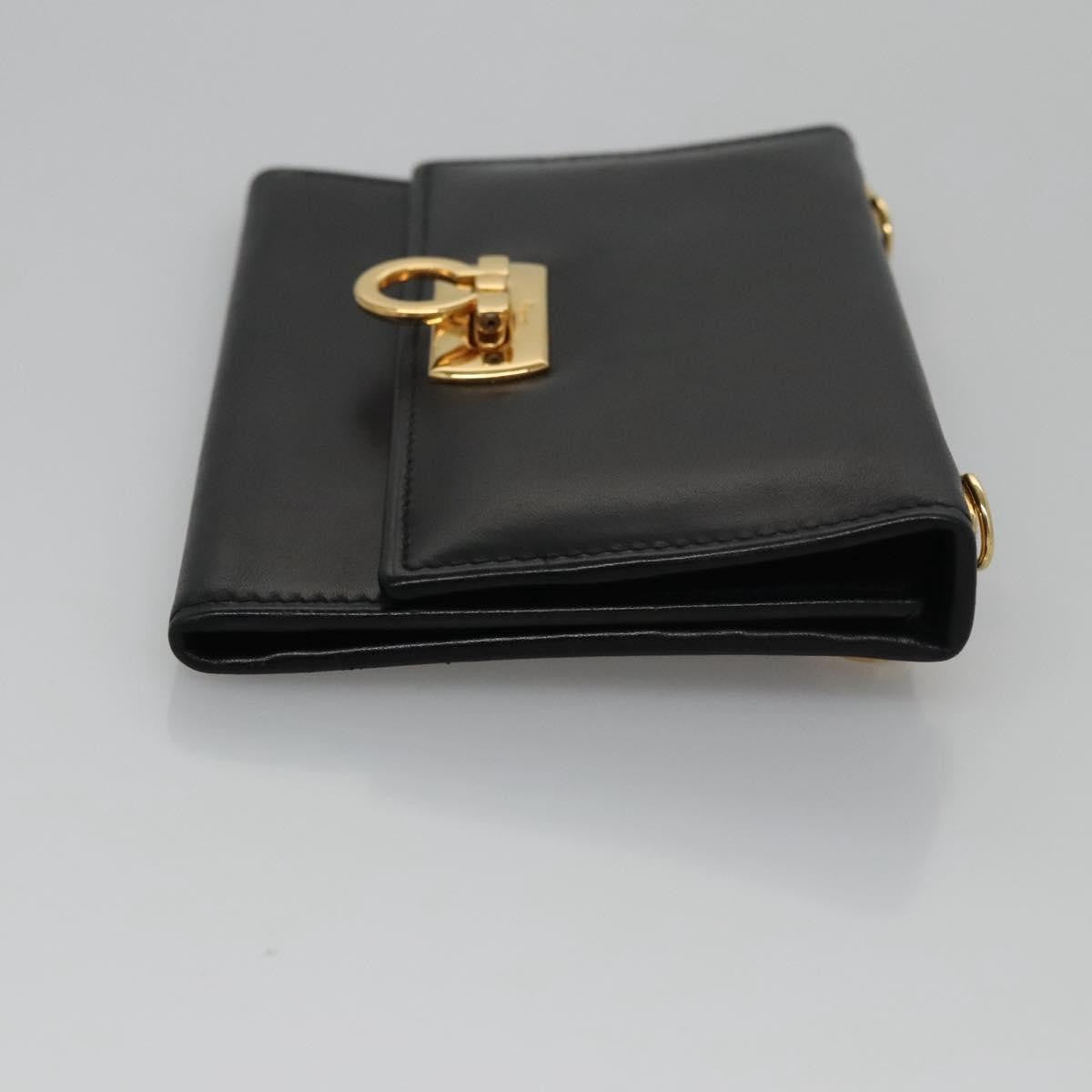 Salvatore Ferragamo Vintage Gancini Flap Crossbody Bag Leather, BLACK, LEATHER, Clutche & pouche