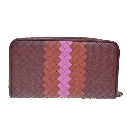 Bottega Veneta Intrecciato Long Zip  Wallet Leather, BURGUNDY, LEATHER, Wallets