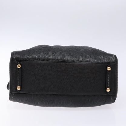 Salvatore Ferragamo Gancini handbag Leather, BLACK, LEATHER, Handbag