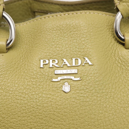 Prada Shopping Tote Vitello Daino, GREEN, LEATHER, Tote bag