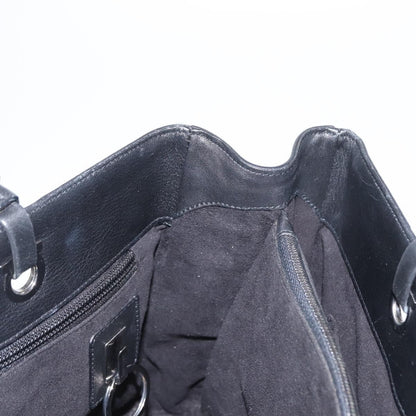 Salvatore Ferragamo Gancini Tote Leather, BLACK, LEATHER, Tote bag