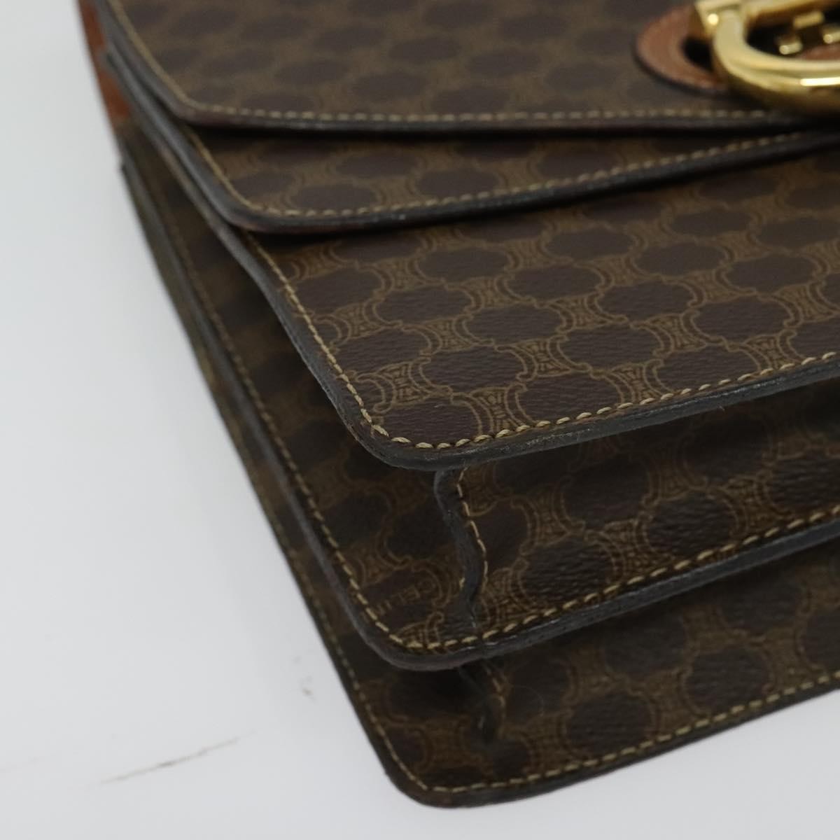 Celine Macadam Handbag Macadam with leather, BROWN, CANVAS, Handbag