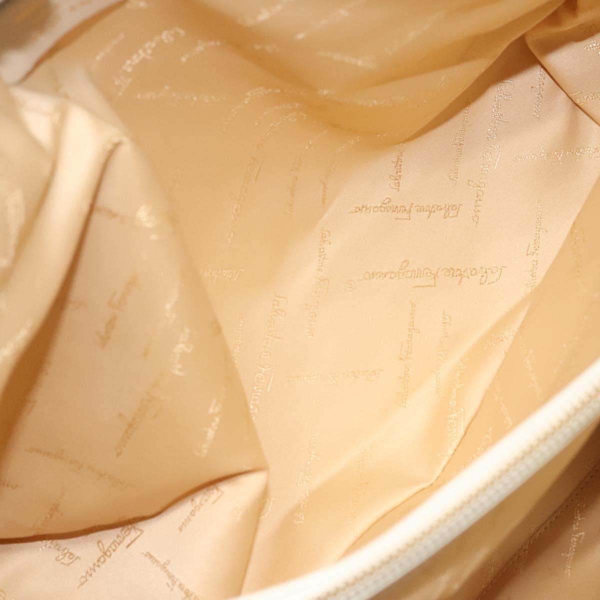 Salvatore Ferragamo Gancini Shoulder Bag Leather, WHITE, LEATHER, Handbag