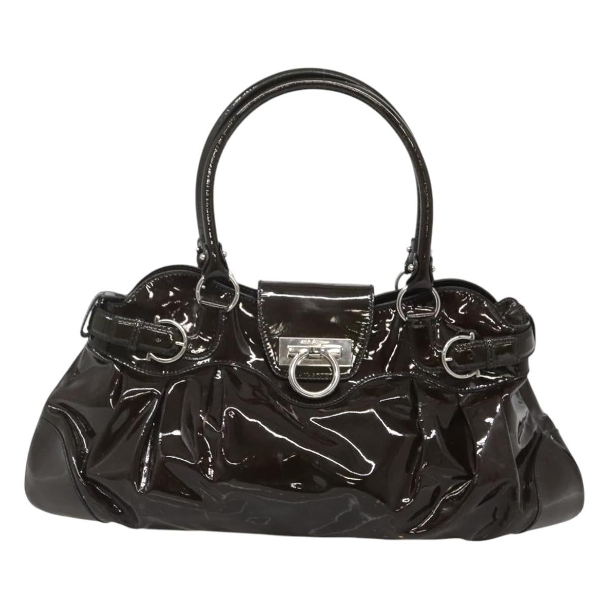 Salvatore Ferragamo Marisa Satchel Patent leather, BROWN, PATENT_LEATHER, Tote bag