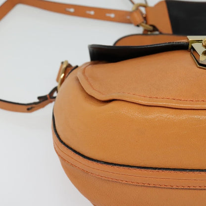 Chloe Elsie Shoulder Bag Perforated Leather, ORANGE, LEATHER, Shoulder bag