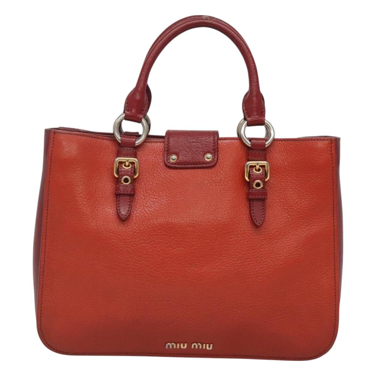 Miu Miu Madras Convertible Lock Tote Leather, RED, LEATHER, Handbag