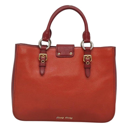 Miu Miu Madras Convertible Lock Tote Leather, RED, LEATHER, Handbag