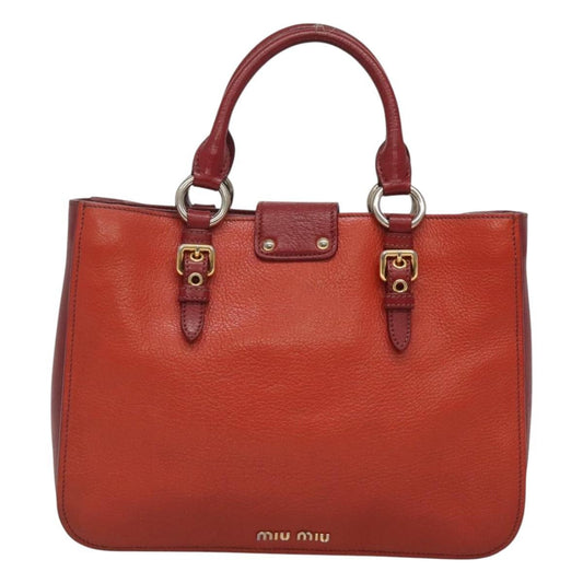 Miu Miu Madras Convertible Lock Tote Leather, RED, LEATHER, Handbag