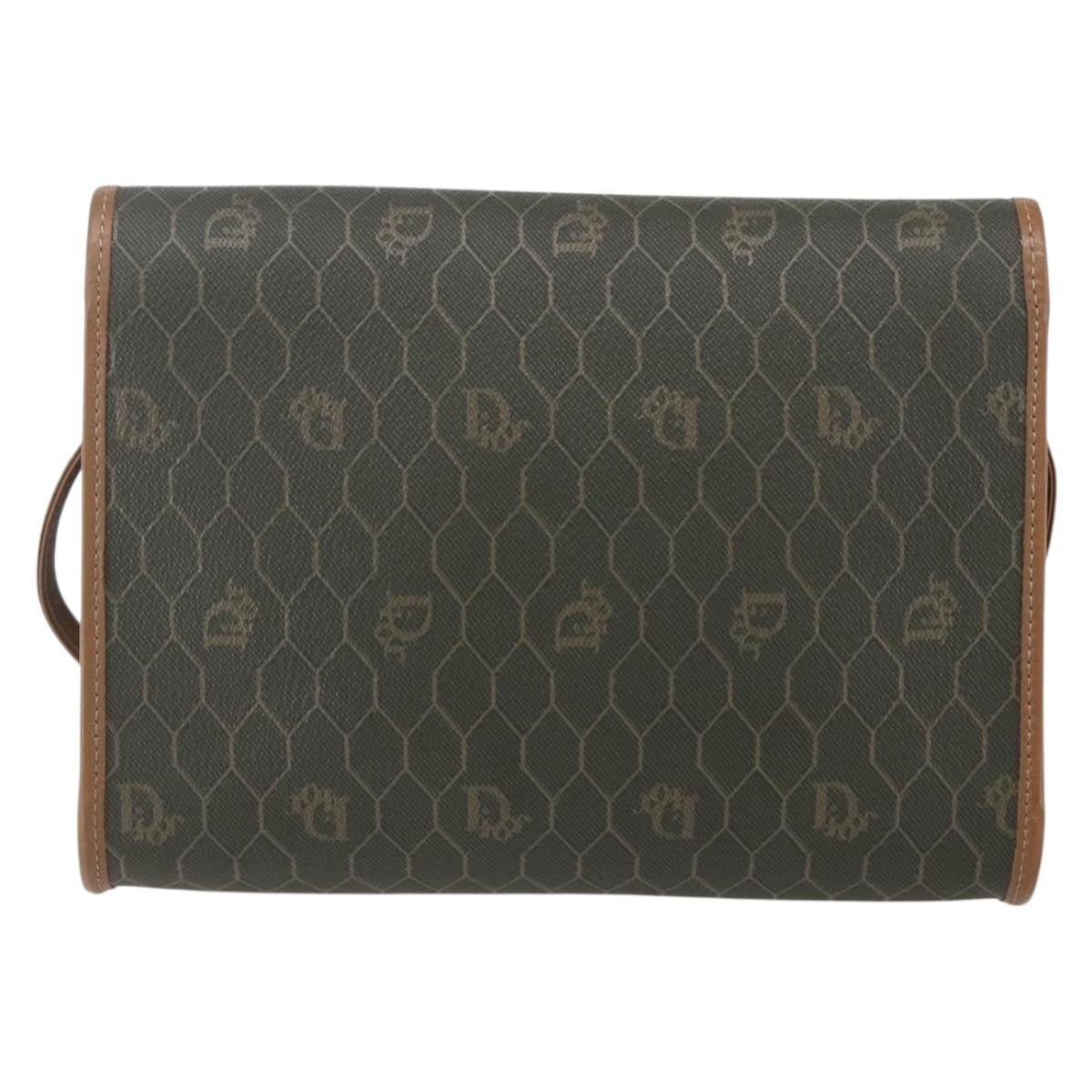 Christian Dior Vintage Honeycomb Flap Crossbody Bag Coated Canvas, KHAKI, CANVAS, Shoulder bag