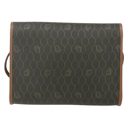 Christian Dior Vintage Honeycomb Flap Crossbody Bag Coated Canvas, KHAKI, CANVAS, Shoulder bag