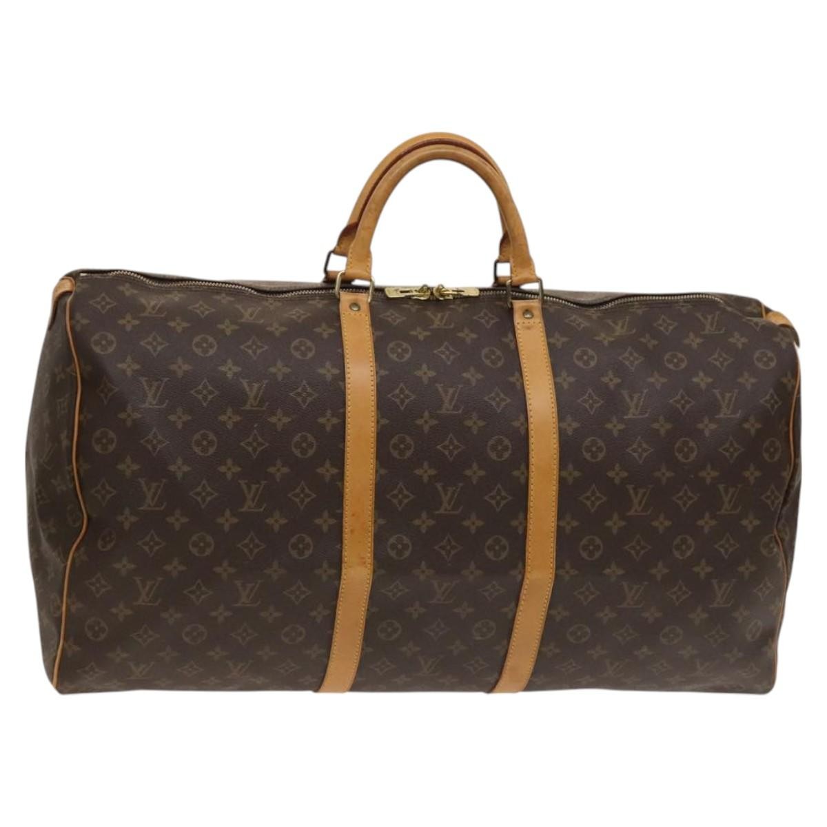 Louis Vuitton Keepall Bag Monogram Canvas, BROWN, CANVAS, Travel bag