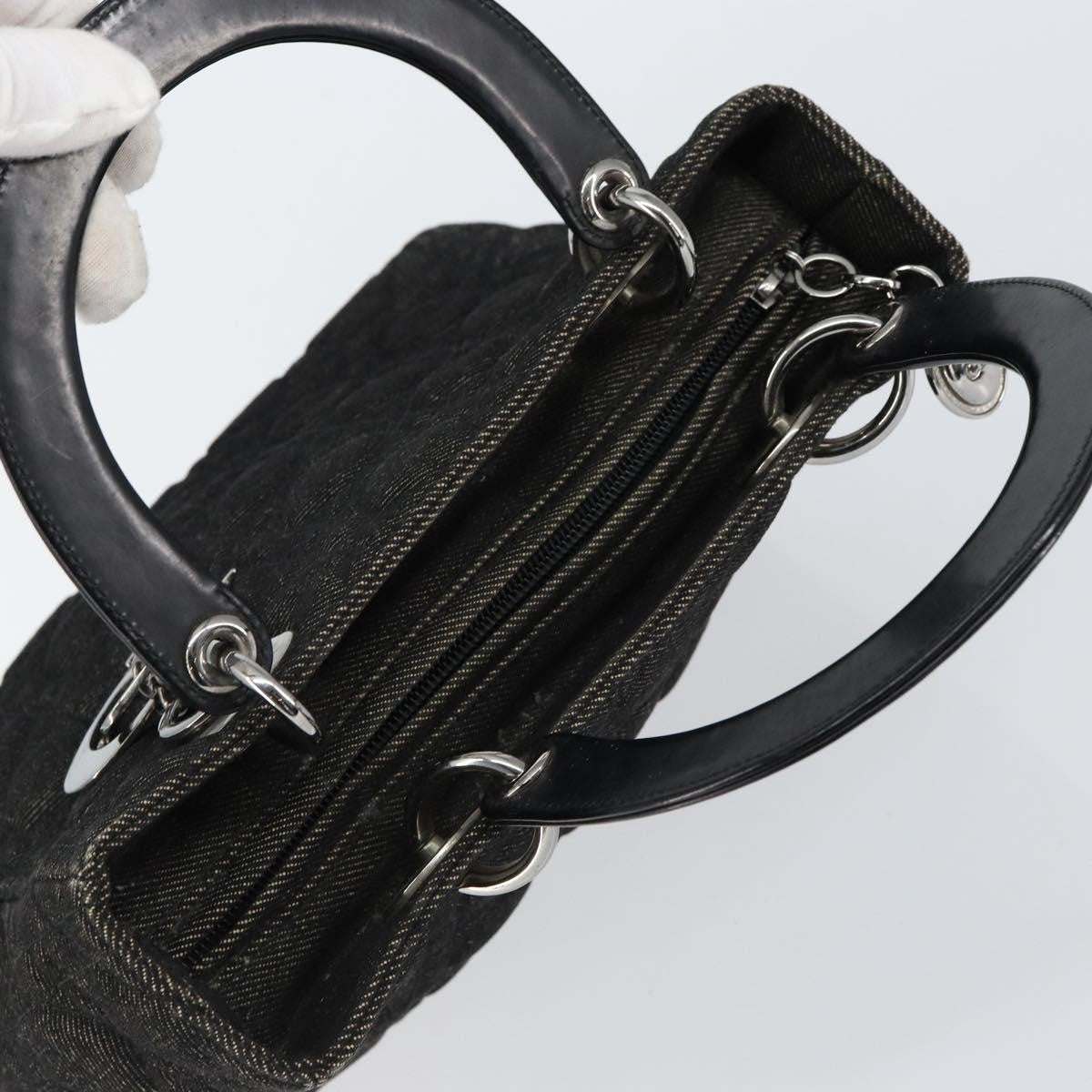 Christian Dior Vintage Lady Dior Bag Cannage Quilt Denim, BLACK, DENIM_JEANS, Handbag