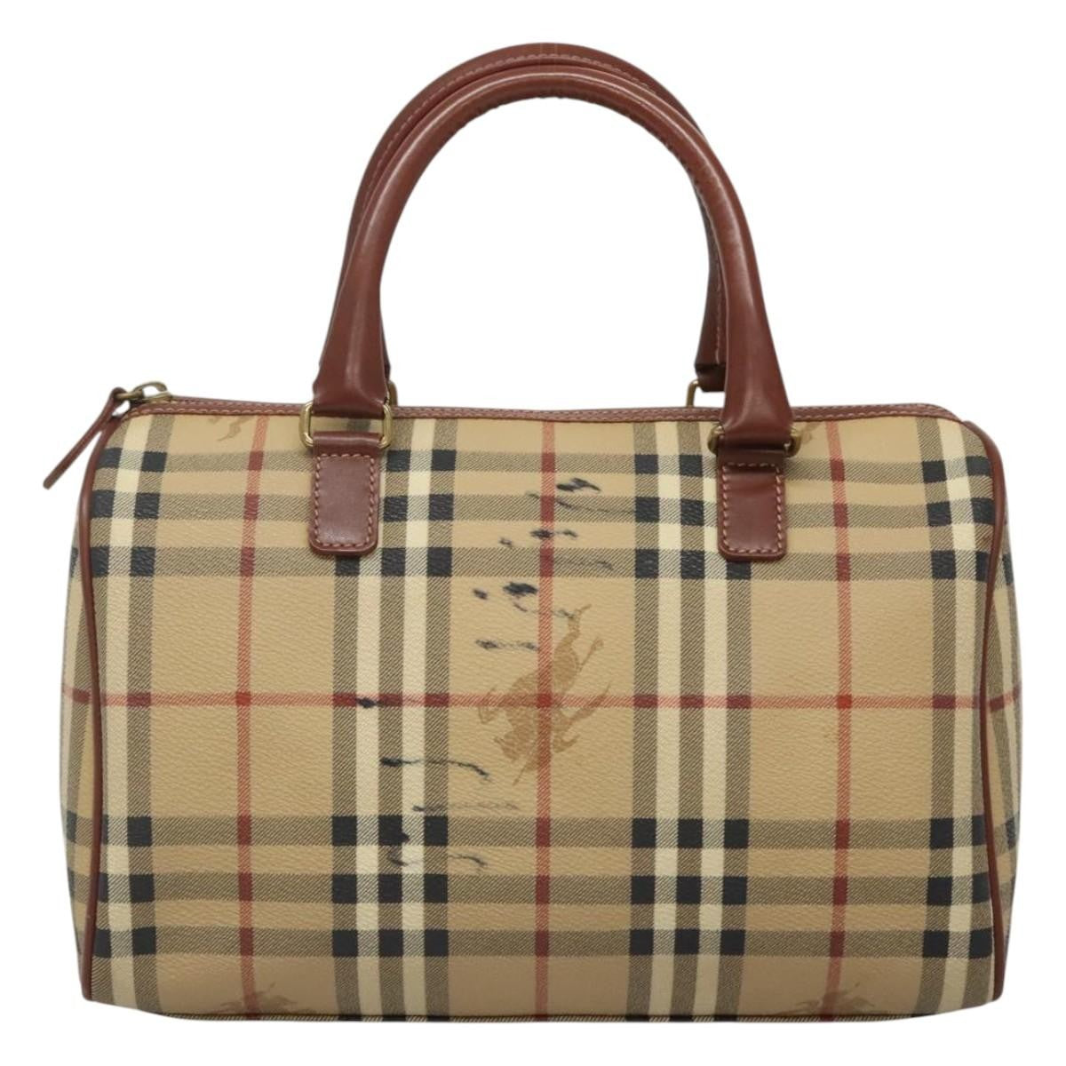 Burberry Chester Satchel Haymarket Coated Canvas, BEIGE, CANVAS, Handbag