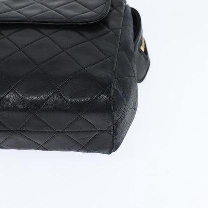 Chanel Vintage Front Pocket Shoulder Bag Quilted Lambskin, BLACK, LEATHER, Shoulder bag
