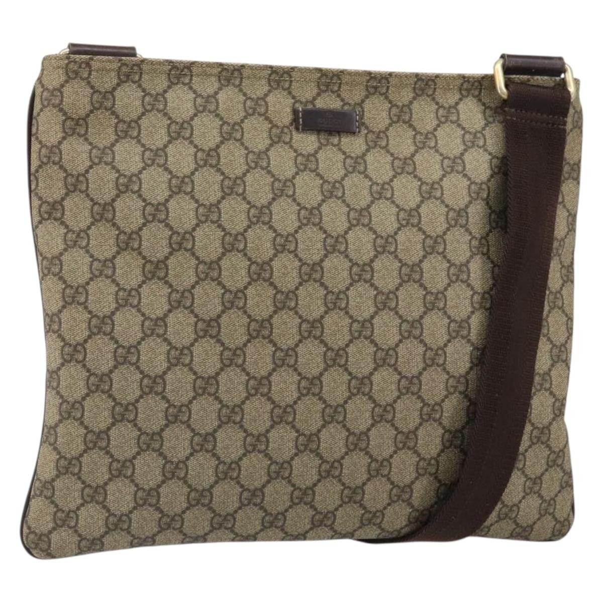 Gucci Zip Top Messenger Bag GG Coated Canvas, BEIGE, PVC, Shoulder bag