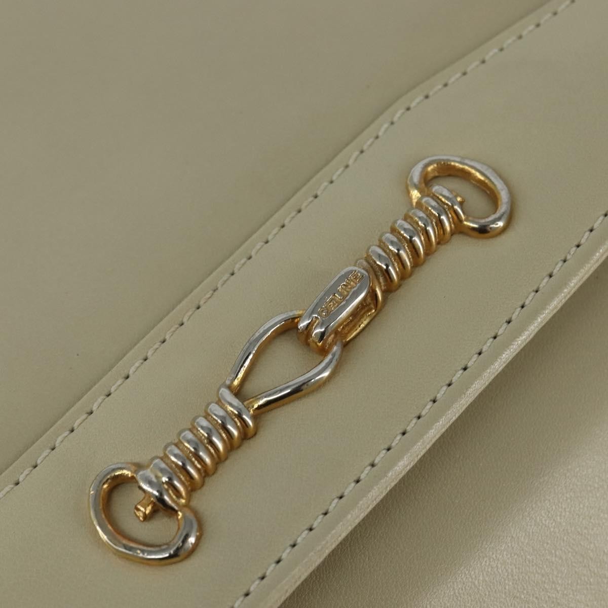 Celine Flap Shoulder Bag Leather, BEIGE, LEATHER, Shoulder bag