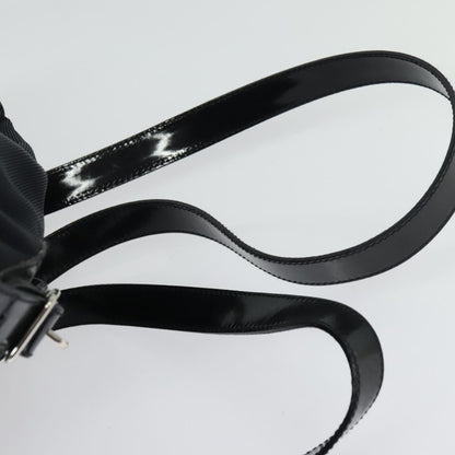 Gucci Vintage Bamboo Backpack Nylon and Patent Leather, BLACK, NYLON, Backpack