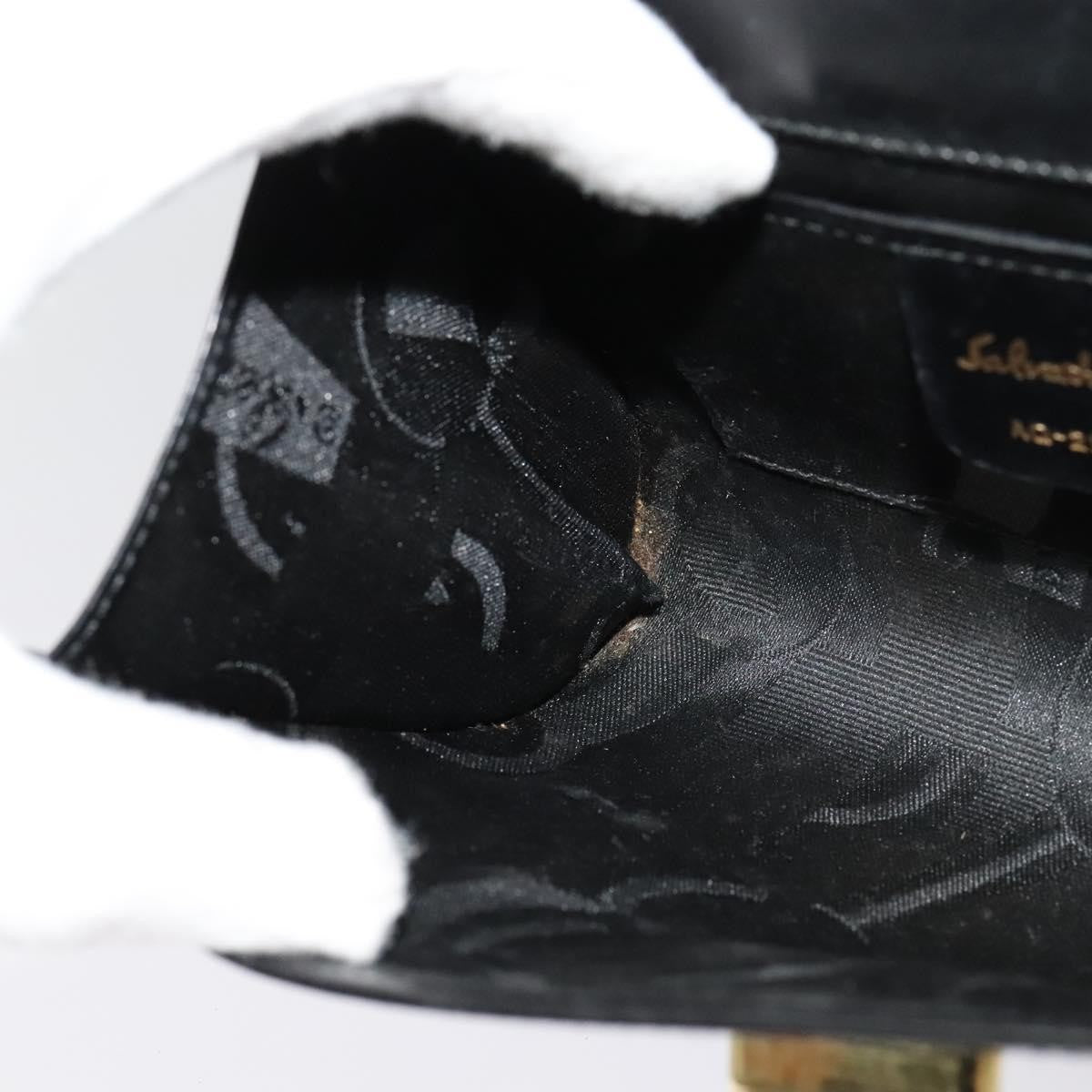 Salvatore Ferragamo Gancini Box Crossbody Bag Leather, BLACK, LEATHER, Shoulder bag