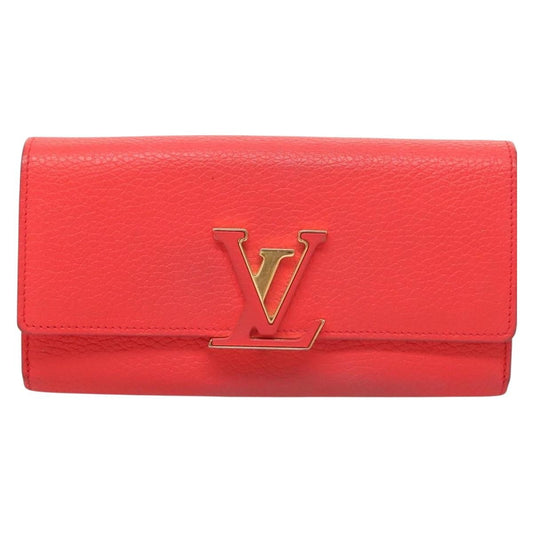 Louis Vuitton Capucines Long Wallet Leather, RED, LEATHER, Wallets