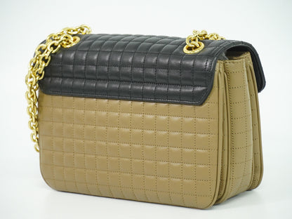 Celine C Bag Quilted Leather Small, BROWN, LEATHER, Handbag