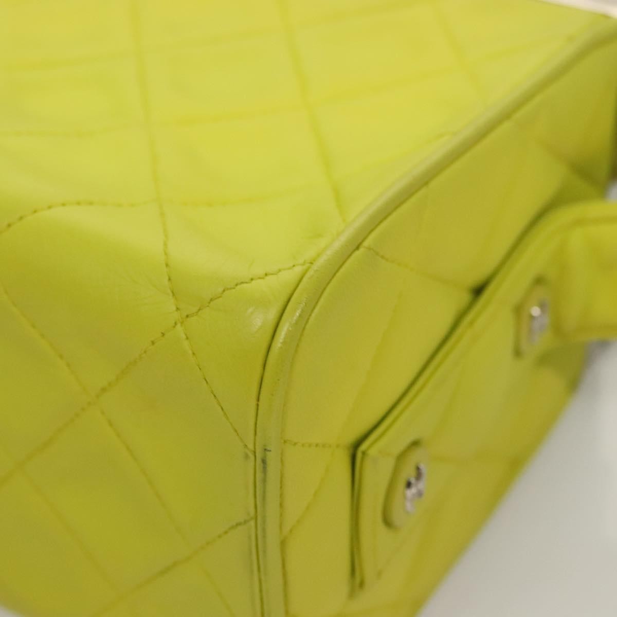 Chanel Vintage Metal Box Bag Quilted Lambskin, YELLOW, LEATHER, Handbag