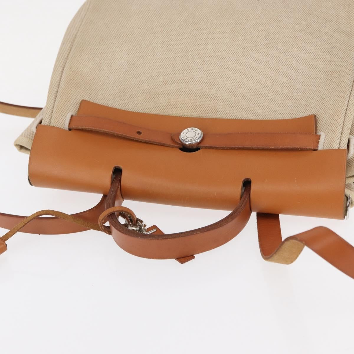 Hermes Herbag A Dos Backpack Toile, BEIGE, CANVAS, Backpack