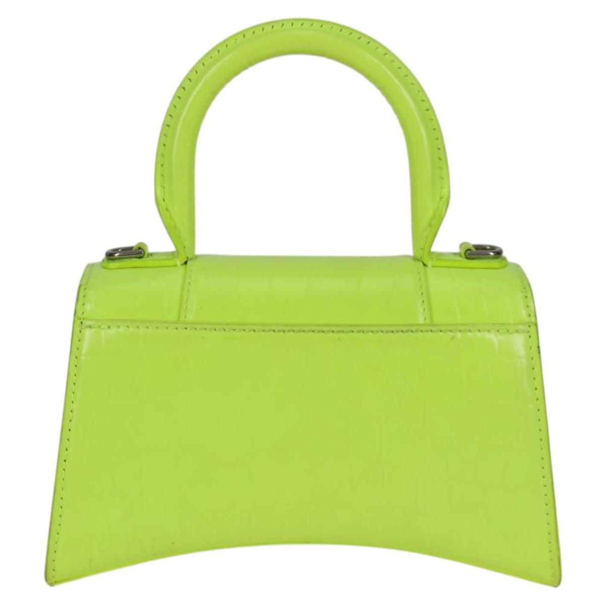 Balenciaga Hourglass Top Handle Bag Leather, GREEN, LEATHER, Handbag