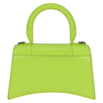 Balenciaga Hourglass Top Handle Bag Leather, GREEN, LEATHER, Handbag