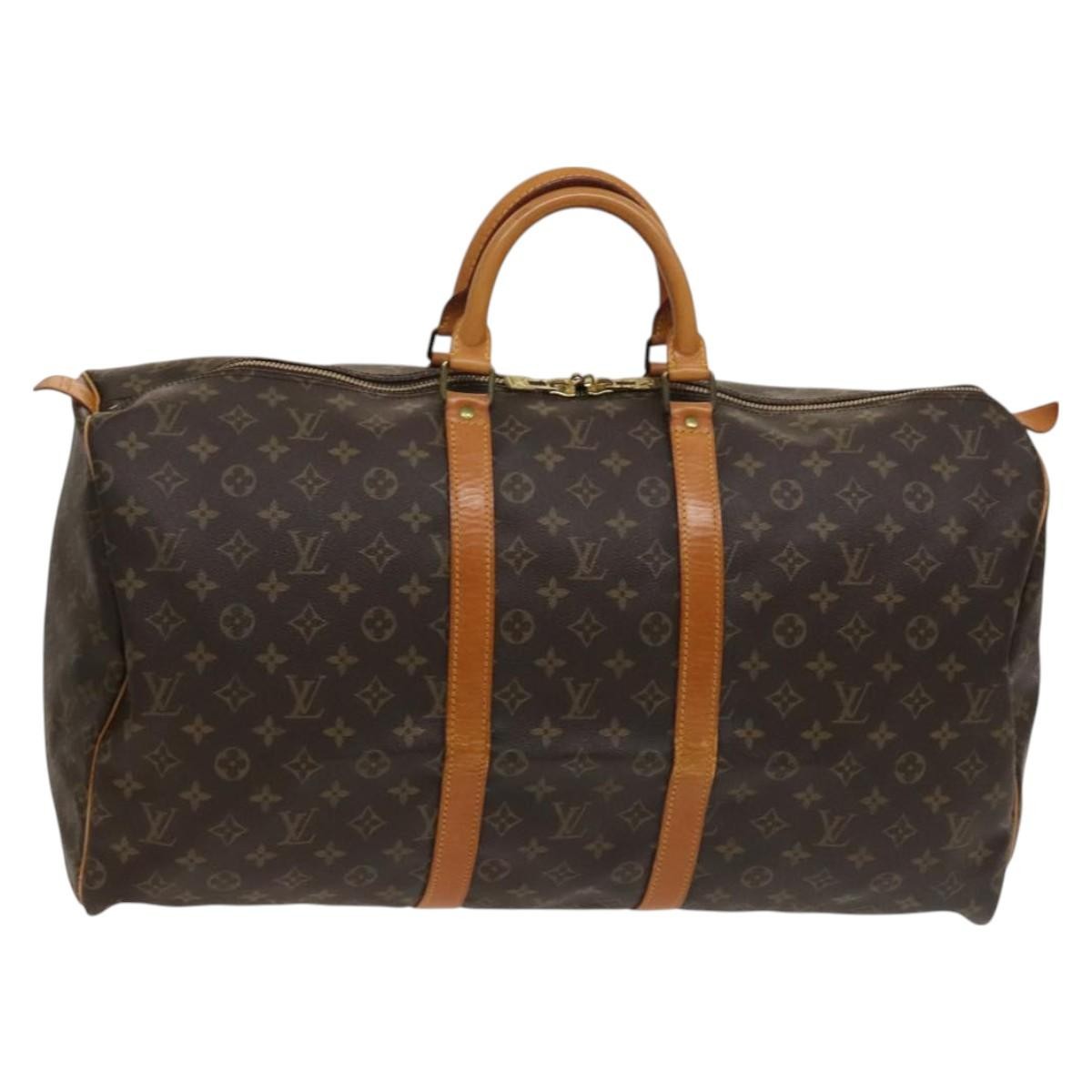 Louis Vuitton Keepall Bag Monogram Canvas, BROWN, CANVAS, Travel bag