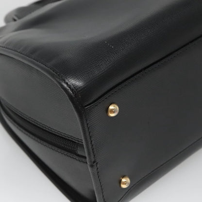 Celine Circle Logo Handbag Leather, BLACK, LEATHER, Handbag