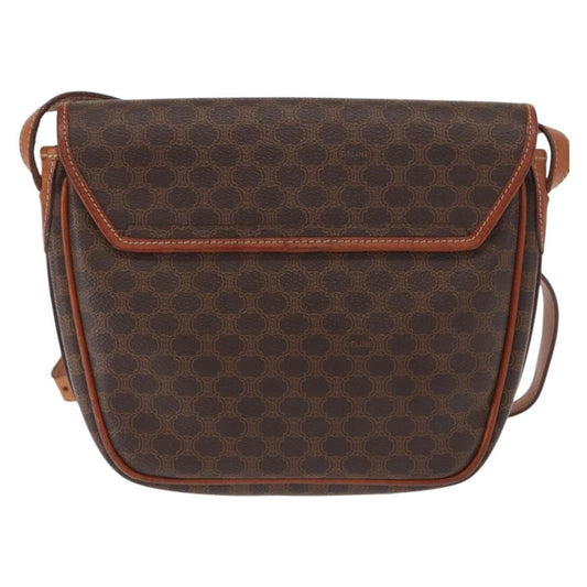 Celine Vintage Macadam Shoulder Bag Canvas and Leather, BROWN, CANVAS, Shoulder bag