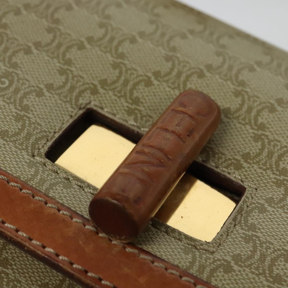 Celine Vintage Convertible Top Handle Bag Macadam Coated Canvas, BEIGE, CANVAS, Handbag