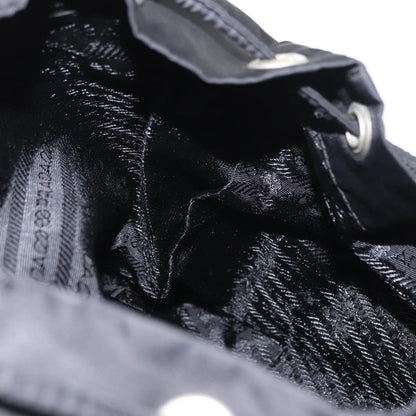 Prada Vela Double Front Pocket Backpack Tessuto with Saffiano Leather, BLACK, NYLON, Backpack