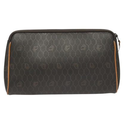 Christian Dior Vintage Honeycomb Zip Pouch Canvas and Leather, Black, Canvas, Clutch