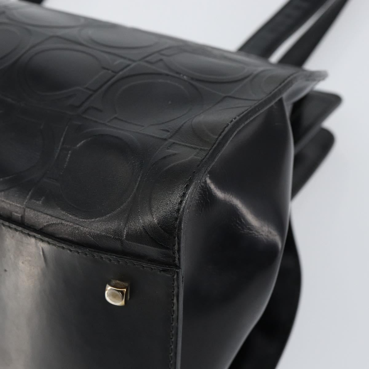 Salvatore Ferragamo Gancini Tote Leather, BLACK, LEATHER, Tote bag