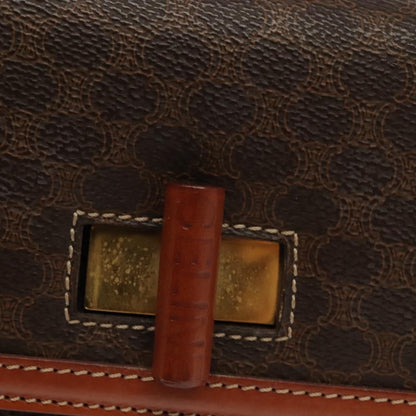 Celine Vintage Convertible Top Handle Bag Macadam Coated Canvas, BROWN, CANVAS, Handbag