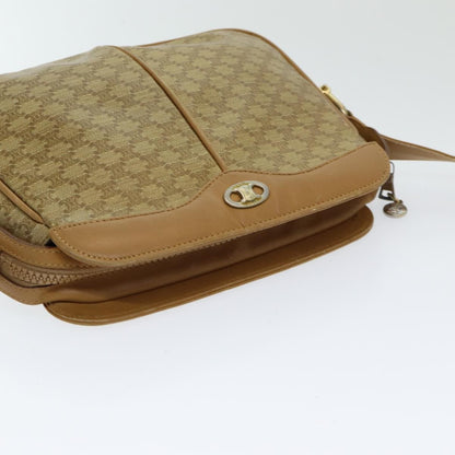Celine Vintage Macadam Shoulder Bag Canvas and Leather, Beige, Canvas, Shoulder Bag