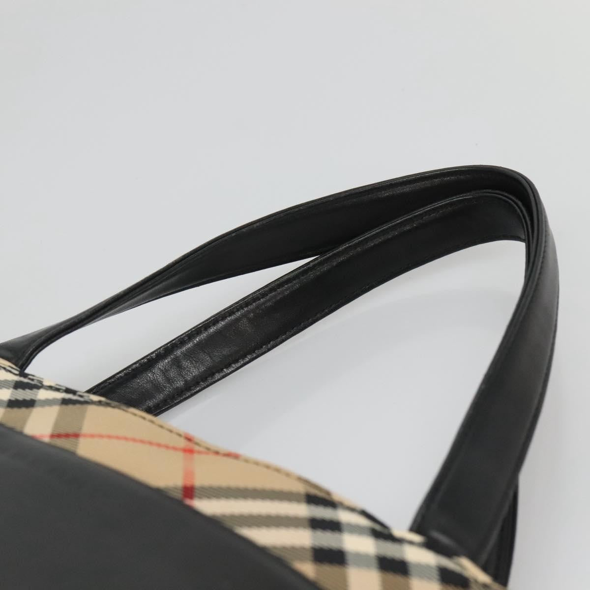 Burberry Nova Check Tote Canvas and Leather, BLACK, LEATHER, Tote bag