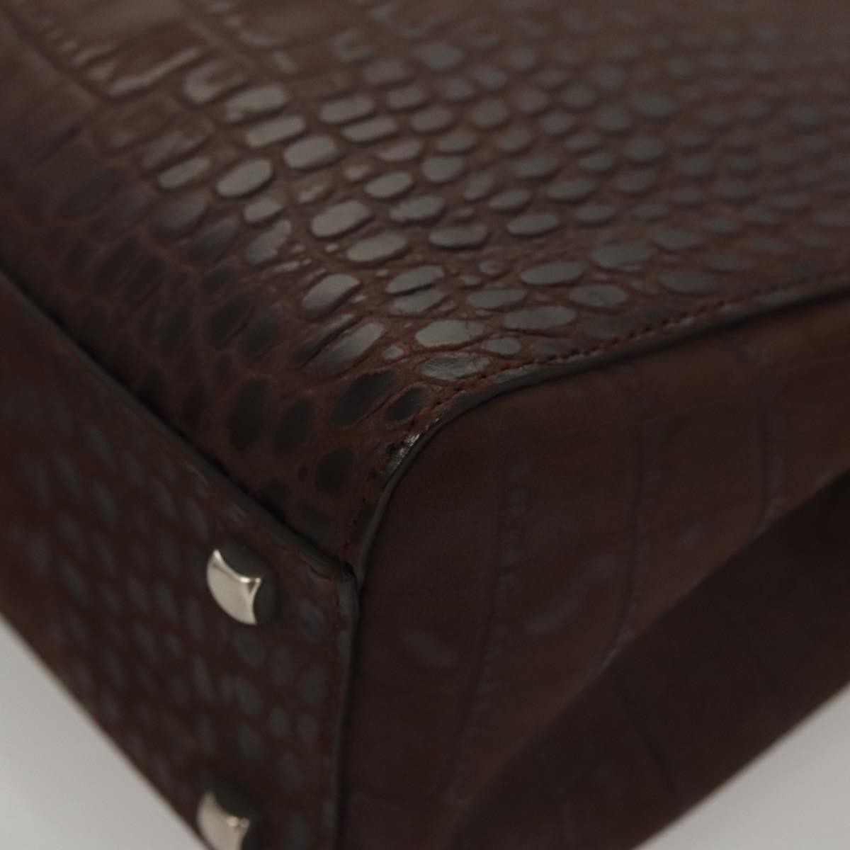 Salvatore Ferragamo Gancini handbag Leather, BROWN, LEATHER, Handbag