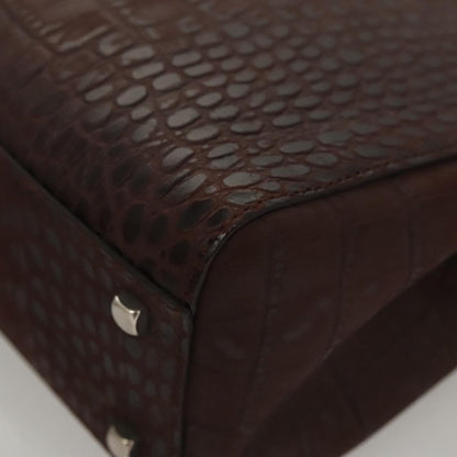 Salvatore Ferragamo Gancini handbag Leather, BROWN, LEATHER, Handbag