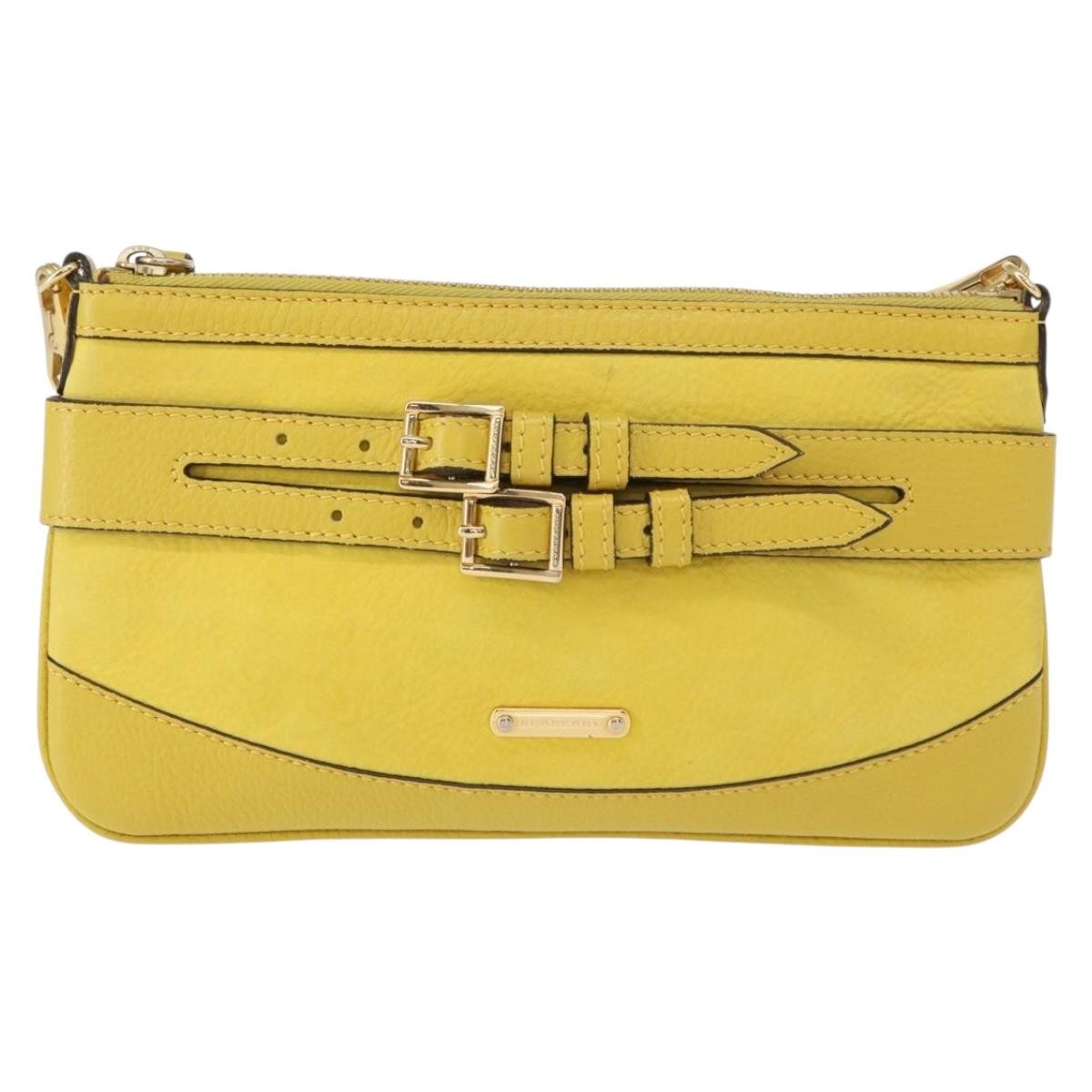 Burberry Vintage Shoulder Bag Leather, YELLOW, LEATHER, Shoulder bag