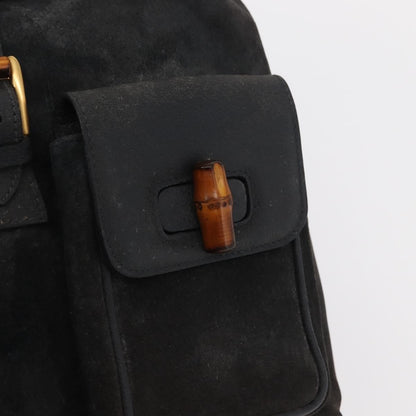 Gucci Vintage Bamboo Backpack Suede, NAVY, SUEDE, Backpack