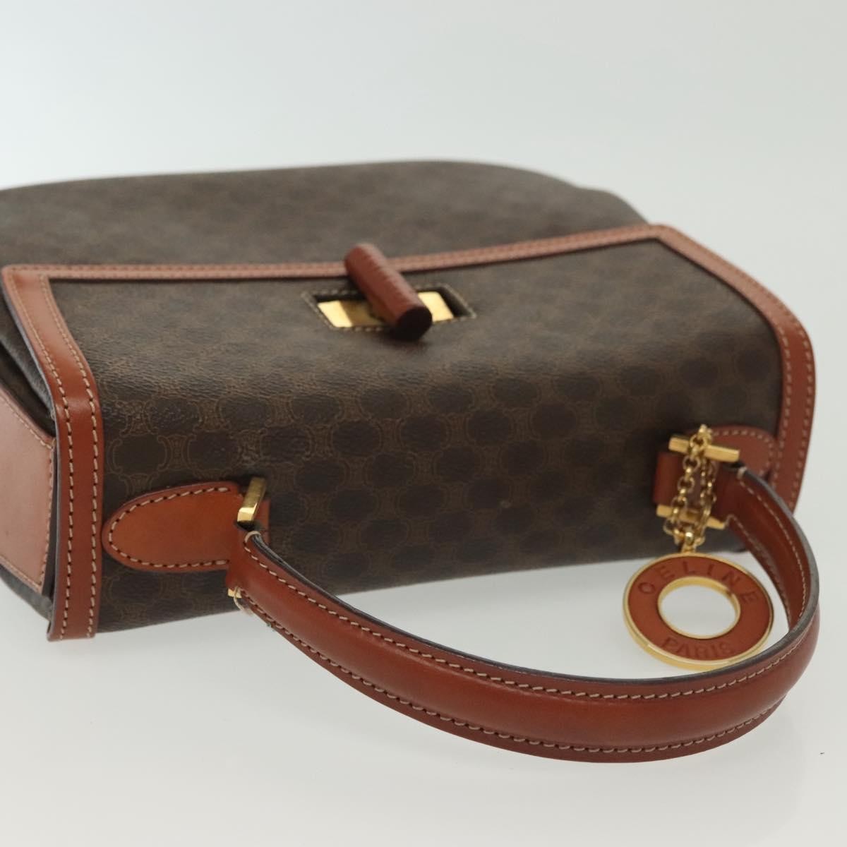 Celine Vintage Convertible Top Handle Bag Macadam Coated Canvas, BROWN, CANVAS, Handbag