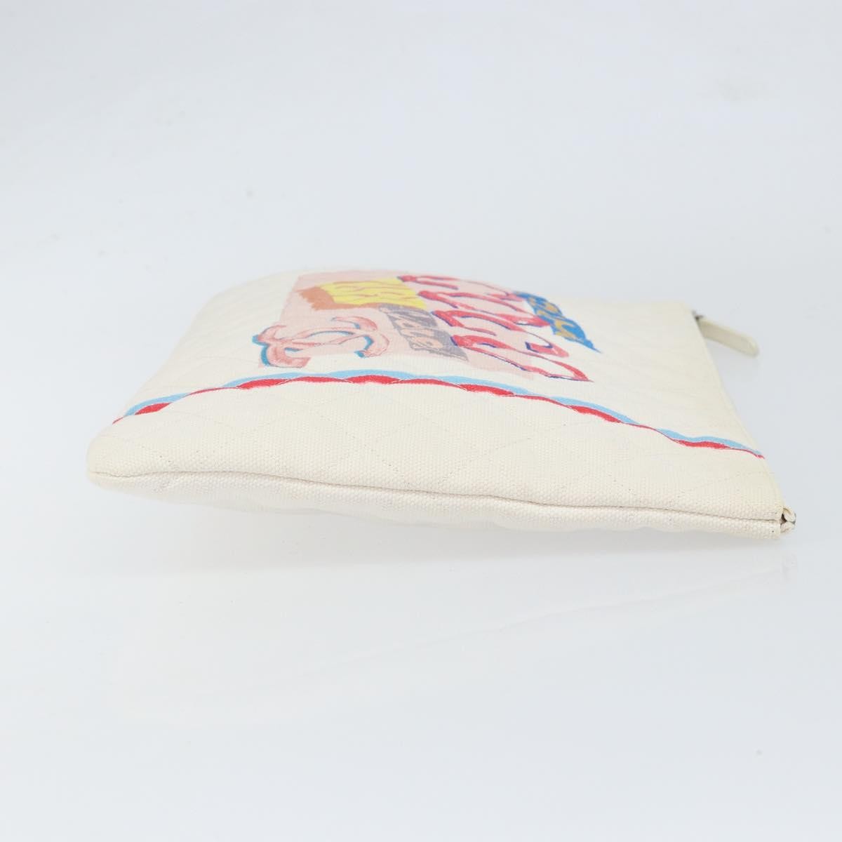 Chanel Coco Cuba Pouch Printed Quilted Canvas, WHITE, CANVAS, Clutche & pouche
