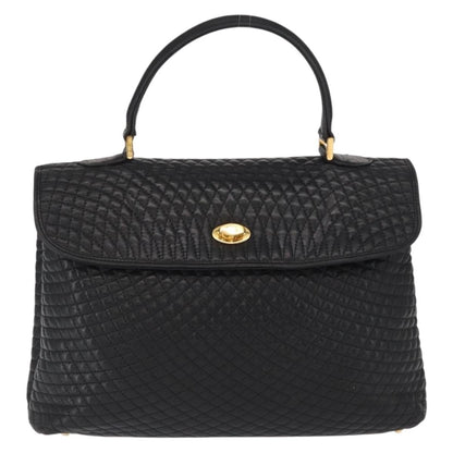 Bally Vintage Handbag Quilted Leather, BLACK, LEATHER, Handbag