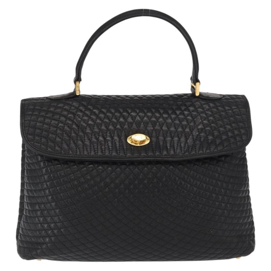 Bally Vintage Handbag Quilted Leather, BLACK, LEATHER, Handbag