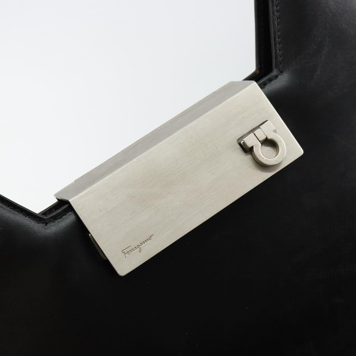 Salvatore Ferragamo Gancini Shoulder Bag Leather, BLACK, LEATHER, Shoulder bag