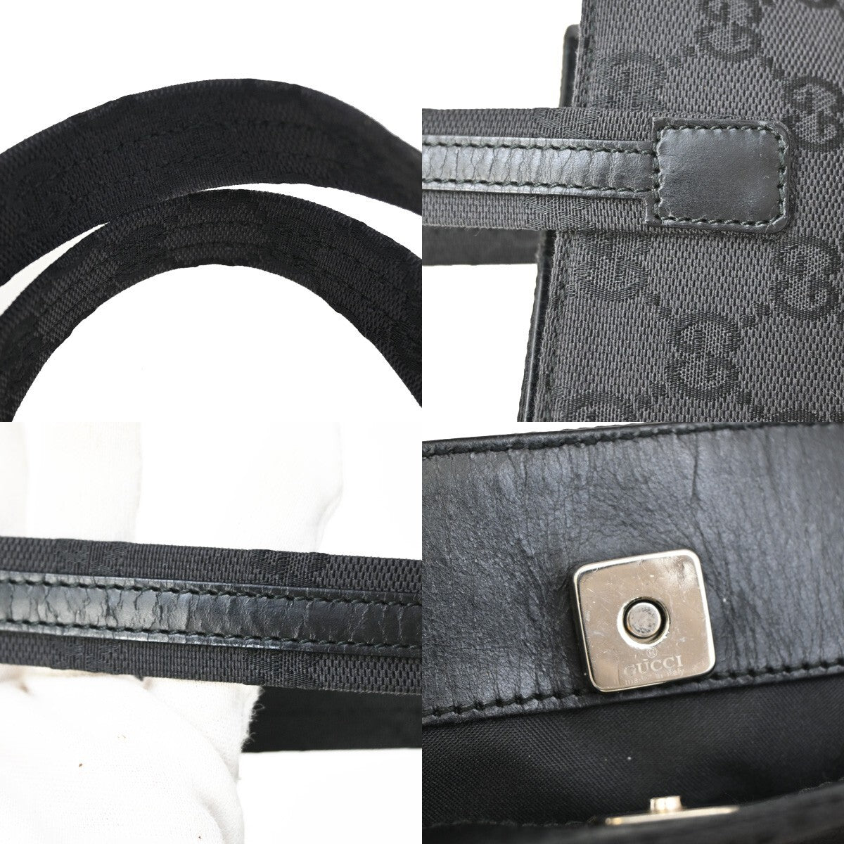 Gucci Double Pocket Tote GG Canvas, BLACK, CANVAS, Shoulder bag