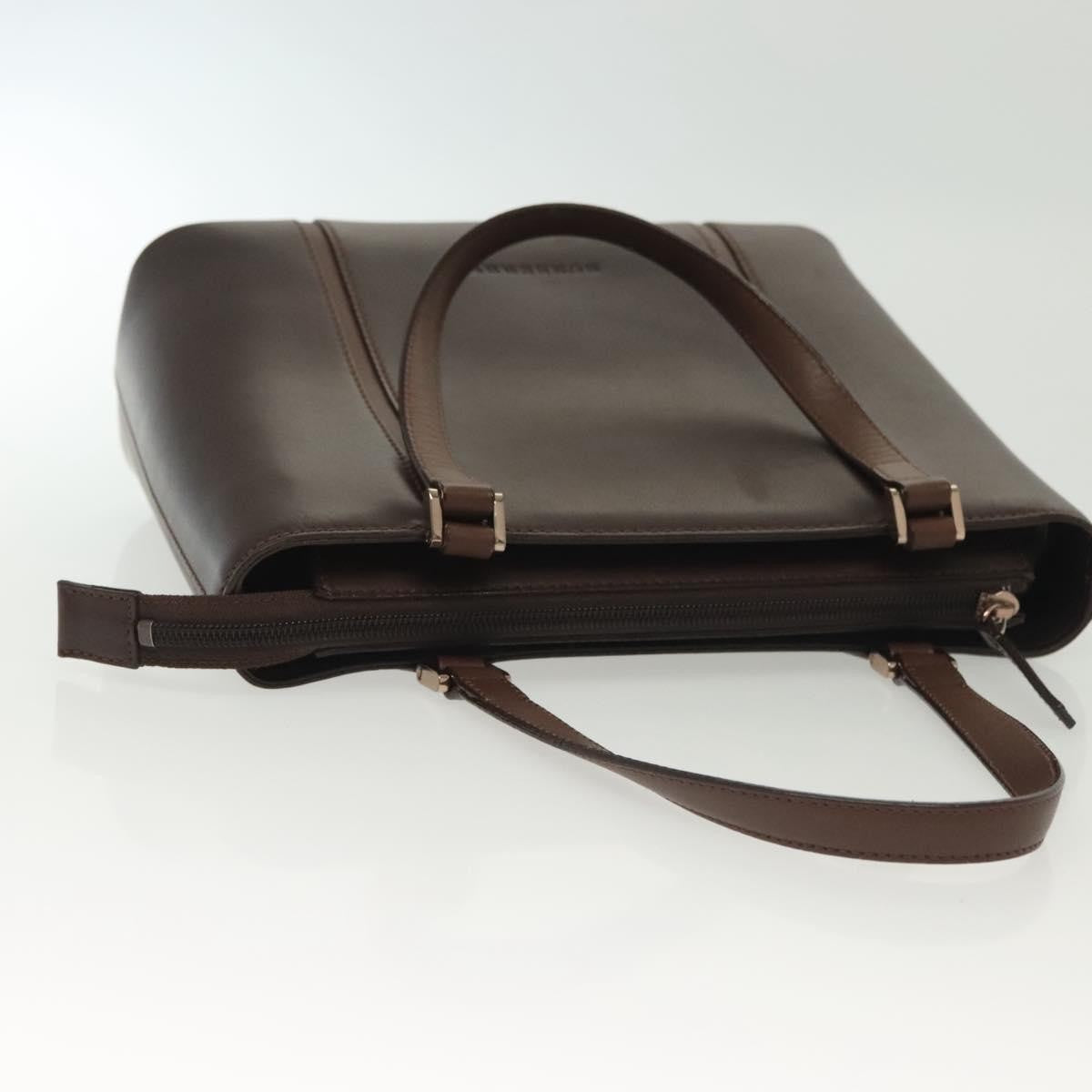 Burberry Handle Tote Leather, BROWN, LEATHER, Handbag