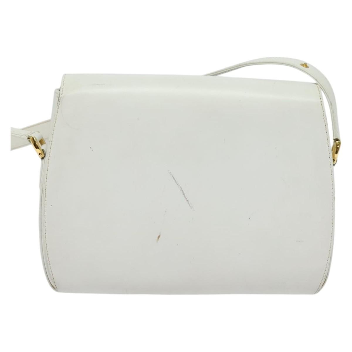 Gucci Vintage Flap Crossbody Bag Leather, WHITE, LEATHER, Shoulder bag